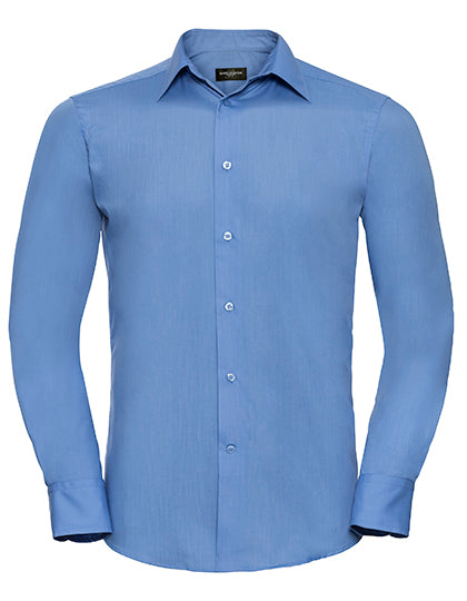 Men's Long Sleeve Tailored Polycotton Poplin Shirt L-Shop