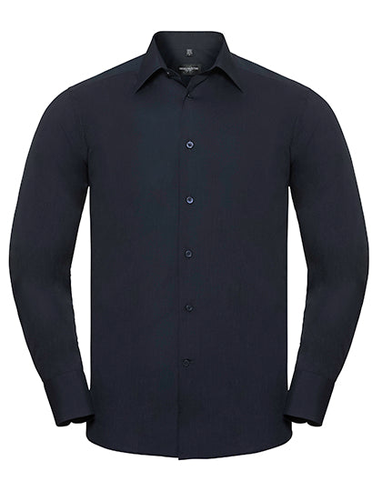 Men's Long Sleeve Tailored Polycotton Poplin Shirt L-Shop