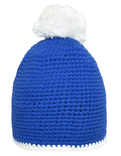 Pompon Hat With Contrast Stripe L-Shop