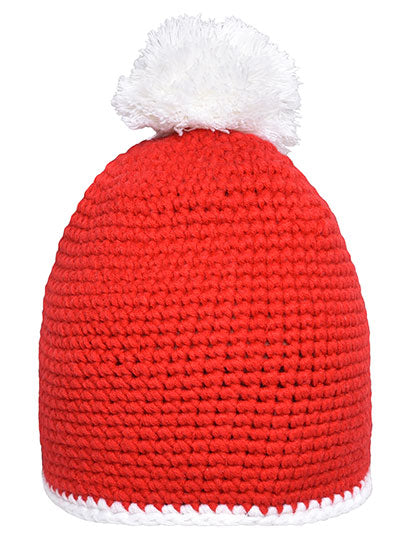 Pompon Hat With Contrast Stripe L-Shop