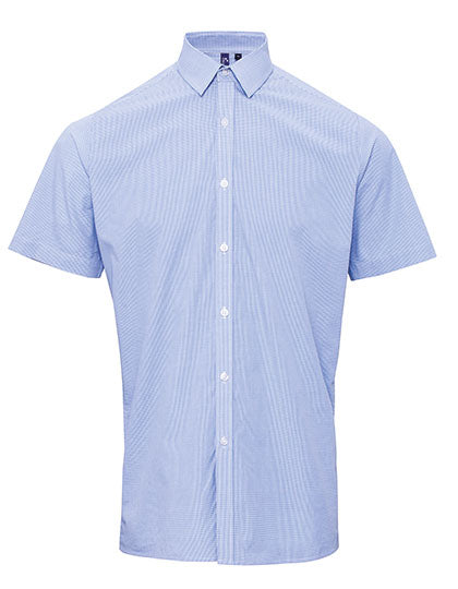 Men´s Microcheck (Gingham) Short Sleeve Cotton Shirt