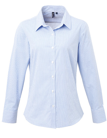Women´s Microcheck (Gingham) Long Sleeve Cotton Shirt