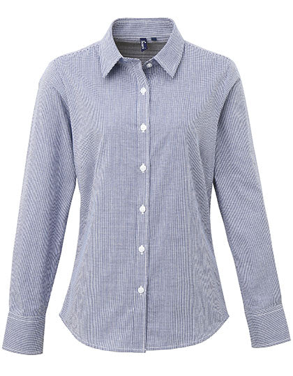 Women´s Microcheck (Gingham) Long Sleeve Cotton Shirt