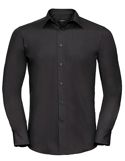 Men's Long Sleeve Tailored Polycotton Poplin Shirt L-Shop