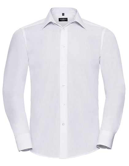 Men's Long Sleeve Tailored Polycotton Poplin Shirt L-Shop
