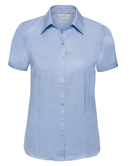 Ladies' Short Sleeve Tailored Herringbone Shirt L-Shop