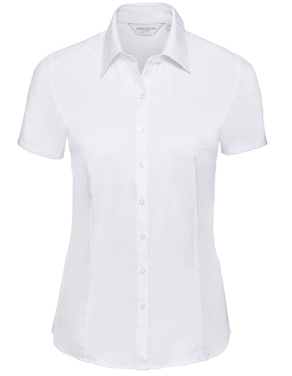 Ladies' Short Sleeve Tailored Herringbone Shirt L-Shop